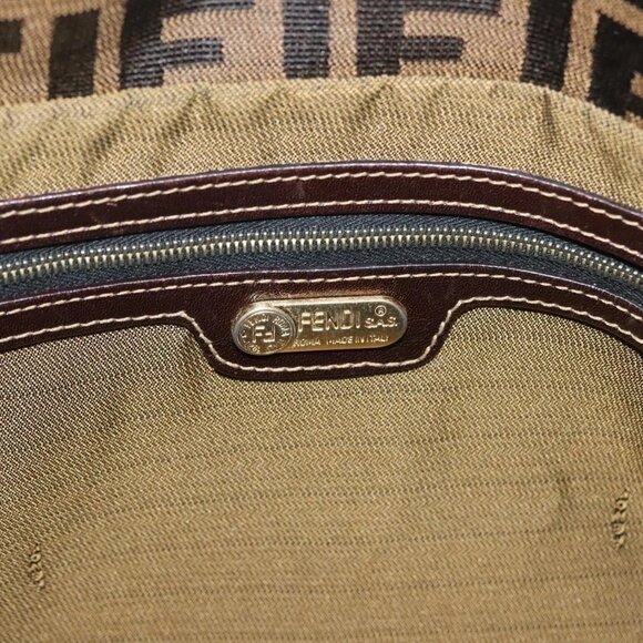 FENDI Zucca Canvas Shoulder Bag Black Brown gold Auth 141407 - Picture 12 of 16